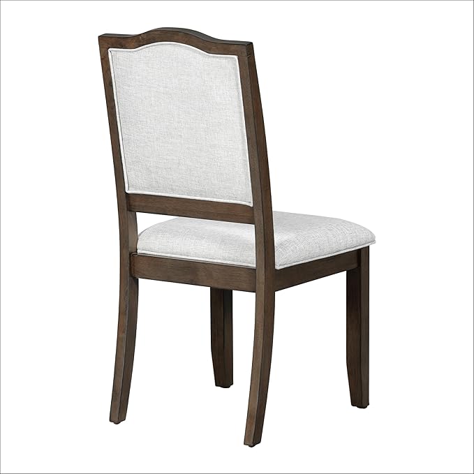 Ball & Cast Farmhouse Dining-Chairs Set of 4, High Back Wood Frame Dining Room Chair with Padded Seat, Modern Upholstered Kitchen Island Seating, 4 Pack Mid-Century Chairs, Brown&Beige