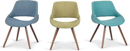 SIMPLIHOME Malden Dining Chairs - Upholstered Bentwood Frame and Woven Fabric Kitchen Chair in Acid Green, Modern Dining Room Seating with Curved Contoured Back, Walnut Veneer Legs and Padded Seat