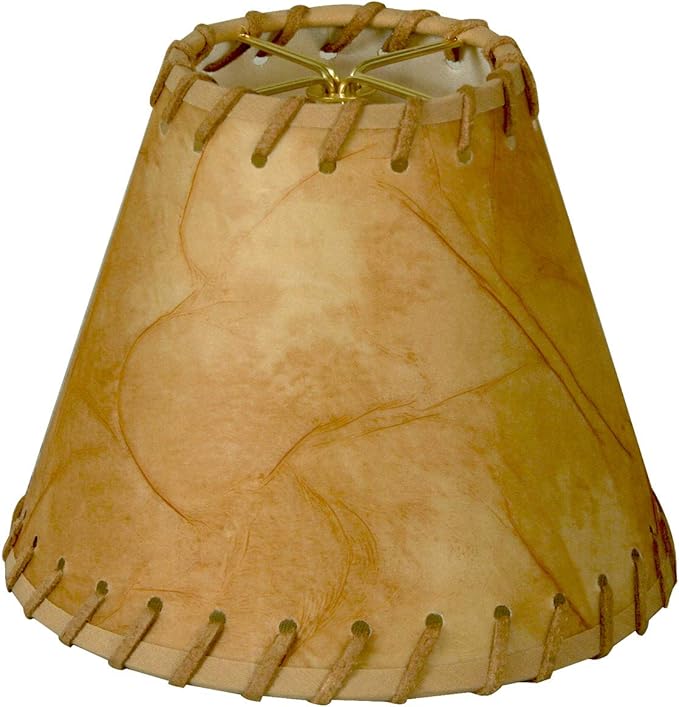 Royal Designs, Inc. CS-973-6 Faux Leather Empire Chandelier Shade with Whipstitch Trim, 3 x 6 x 5, Medium Brown
