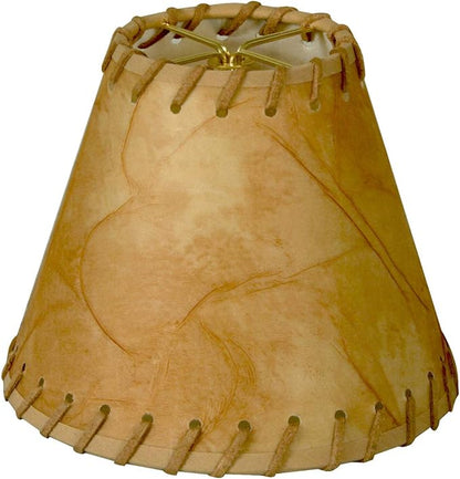 Royal Designs, Inc. CS-973-6 Faux Leather Empire Chandelier Shade with Whipstitch Trim, 3 x 6 x 5, Medium Brown