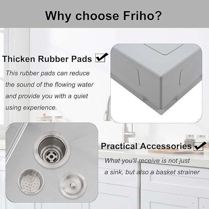 Friho 30 Inch Drop in Kitchen Sink, 30x18 Top Mount Commercial Handmade 18 Gauge Single Bowl Stainless Steel Sink With Basket Strainer