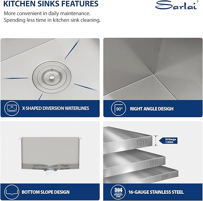 Sarlai 21 Inch Undermount Laundry Sink 21x18x12 Inch Undermount Laundry Utility Sink Deep Single Bowl 16 Gauge Stainless Steel Laundry Tub Sinks
