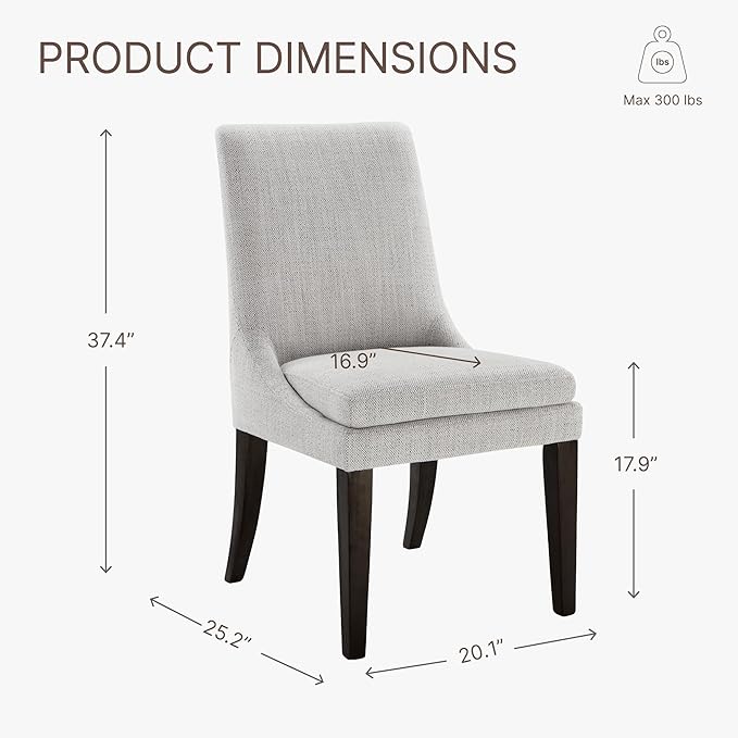 KISLOT Upholstered Dining Chairs Modern Sidechair Performance Fabric High Back Armlesschair for Diningroom Kitchen,Linen,Set of 4(2 Box)