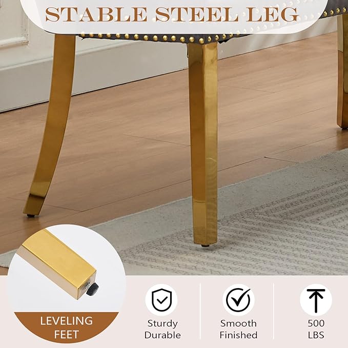 45.6in Upholstered Dining Bench, Mid-Century Modern Kitchen Room Bench with Tufted Back and Metal Legs, Velvet Small Sofa Couch Bench, Grey Gold