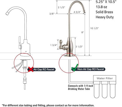 iSpring GK1-BN Reverse Osmosis Drinking Water Faucet, High Spout RO Faucet for Under Sink Water Filtration Systems, Brushed Nickel