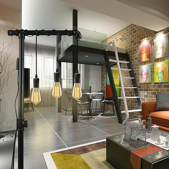 3 Light Plug in Pendant Light, 10ft Black Hanging Lights Cord with On/Off Switch, E26 Vintage Industrial Hanging Lamp Fixtures for Kitchen Island Farmhouse, Bulb Not Included