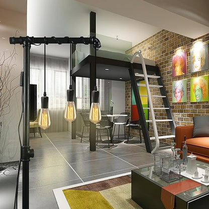 3 Light Plug in Pendant Light, 10ft Black Hanging Lights Cord with On/Off Switch, E26 Vintage Industrial Hanging Lamp Fixtures for Kitchen Island Farmhouse, Bulb Not Included