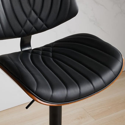 Modern Mid Century Adjustable Counter Height Leather Upholstered 360°Swivel Bar Chairs for Kitchen Island/Dining Room/Cafe, 2 Chair