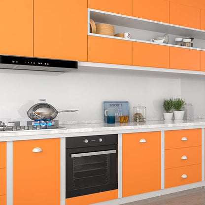 Decotalk Orange Wallpaper Solid Orange Peel and Stick Wallpaper 17.7"x120" Contact Paper for Cabinets and Drawers, Solid Color Removable Vinyl Wrap Wall Paper for Bedroom Wall
