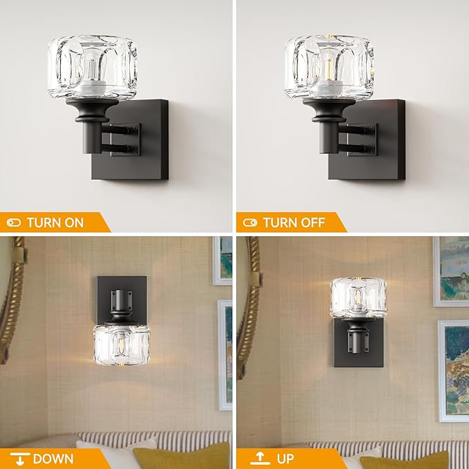 Matte Black Bathroom Wall Sconces 1-Light Wall Sconce Farmhouse Bathroom Sconces(3.7 pounds)