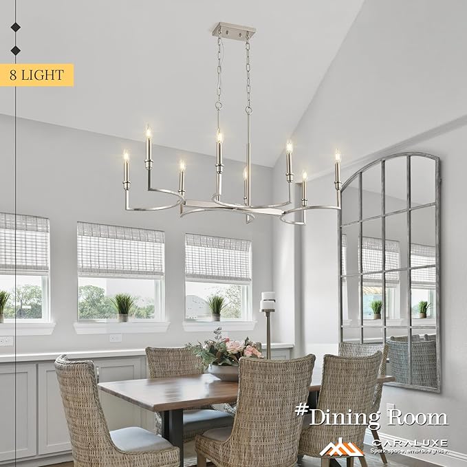 Brushed Nickel Rectangular Chandelier 38in Linear Kitchen Island Chandelier Light Fixture 8 Light Nickel Chandeliers for Kitchen Island Dining Room