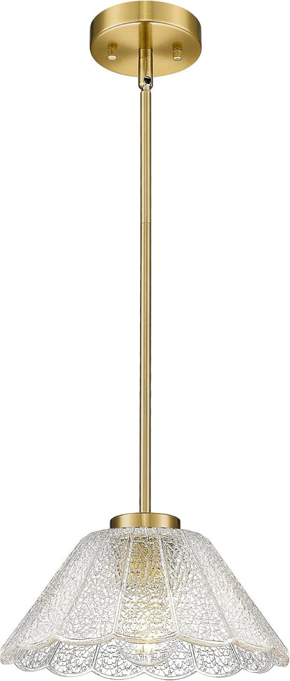 Modern Pendant Light Fixtures, HWH Pendant Lights for Island Dining Room Hallway, Bedroom, Gold Hanging Lighting with Clear Floral Glass, Brushed Gold Finish, 5HJX110MIL BG