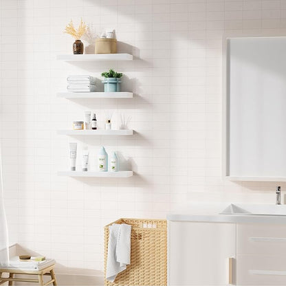 Bellsal White Engineered Wood Wall Shelf Set of 6, 16" Modern Floating Shelves for Kitchen, Living Room, Bedroom, Bathroom Storage, Book Shelf Home Decor
