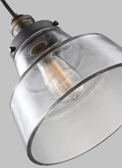 Feiss P1348PAGB/DWZ Baskin Glass Pendant Lighting, Brass, 1-Light (10"Dia x 10"H) 60watts