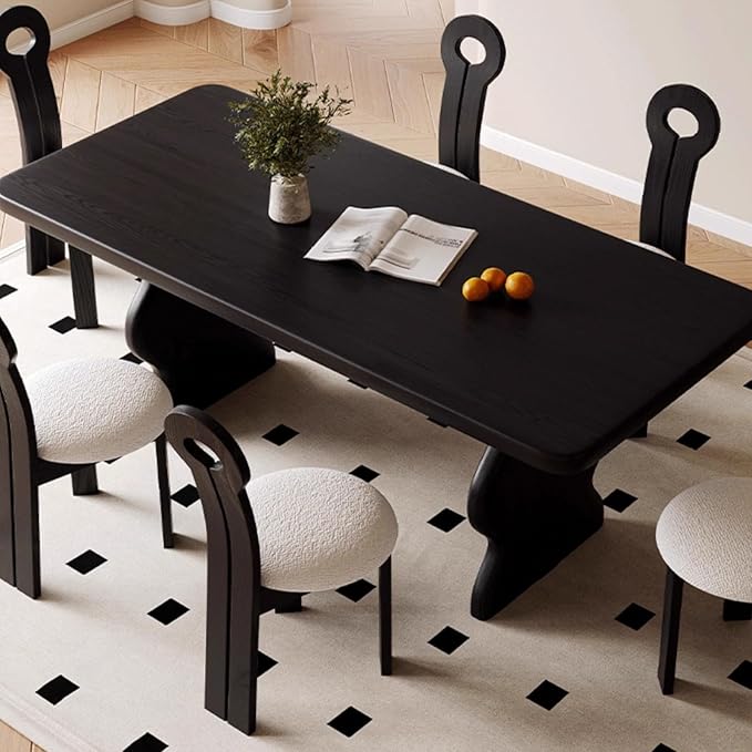 Kitchen Tables, Ripple Shape Modern Dining Table, Wood Dining Room Table for 4-6, Wood Furniture, Computer Office Desk Workstation for Family,Kitchen,Dining Room,Conference Room,Small