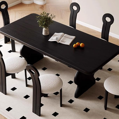 Kitchen Tables, Ripple Shape Modern Dining Table, Wood Dining Room Table for 4-6, Wood Furniture, Computer Office Desk Workstation for Family,Kitchen,Dining Room,Conference Room,Small