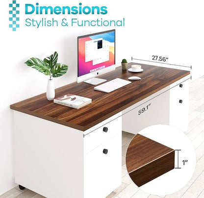 Kaboon 60x28 inches Tabletop, Solid One-Piece Desktop for Sit Stand Desk, Double Desks, L Desk DIY,Wood Countertop Home or Commercial Use,1 inch Thick, 27.56" D x 59.1" W, Dark Walnut