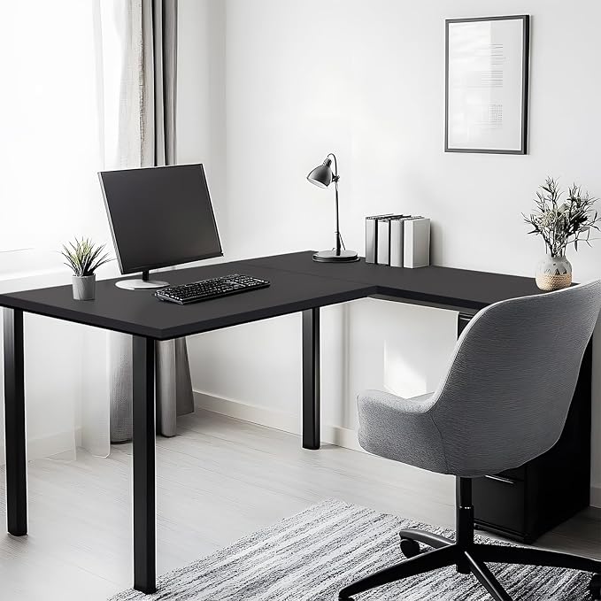 Kaboon 48x26 inches Tabletop, Solid One-Piece Desktop for Sit Stand Desk, Double Desks, L Desk DIY,Wood Countertop Home or Commercial Use,1 inch Thick,Black, 26" D x 48" W