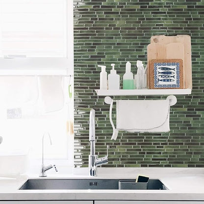 Art3d 10-Sheet Peel and Stick Backsplash Tile for Kitchen - 12”×12” Stick on Wall Tile for Kitchen Bathroom Countertop Living Room, Green