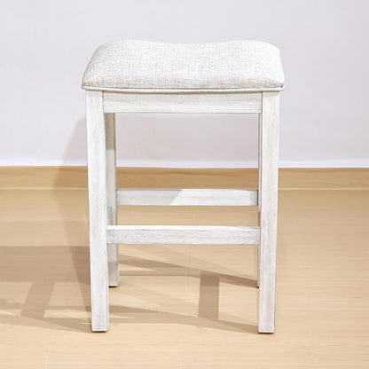 3pcs Counter Height Dining Table Set with Storage Shelves, Modern American White Oak Set for Small Spaces, Compact Kitchen Island Table 2 Chairs for Apartment Studio (Ameican White Oak)