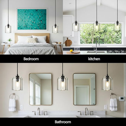 Crystal Pendant Light Kitchen Island Modern Black Pendant Light Height-Adjustable,Black Dimmable Pendant Lighting,Indoor Gorgeous Heavy Pendant Lights,E12 Bulb Included
