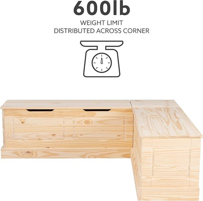 Linon Harris Unfinished Wood Backless Nook with Interior Storage