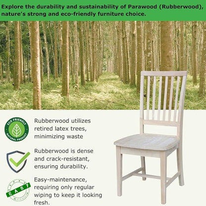 International Concepts Mission Side Chairs, Solid Parawood, Unfinished (Set of 2)