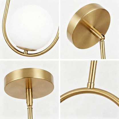 Modern Gold Oval Pendant Light with Opal Glass Globe, Single Island Light for Kitchen, Adjustable Height Gold Pendant Fixture for Dining Room, Bedroom, Entryway, Hardwired (1, Gold)