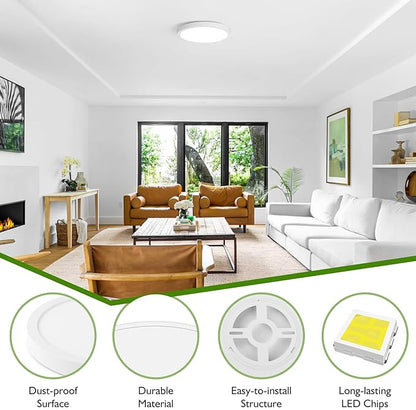 LED Flush Mount Ceiling Light, 7 Inch Dimmable LED Ceiling Light Fixture 15W 100W Equivalent, 1200LM 5000K Daylight White Ultra Thin Flat Led Lights for Kitchen, Bedroom, Hard-wired Closet Light