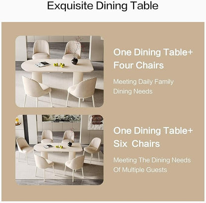 Guyii 70" Dining Table, Modern Kitchen Table for 6 People, Indoor Dining Table for Kitchen, Bar, Living Room, Small Space, Cream White, Table Only