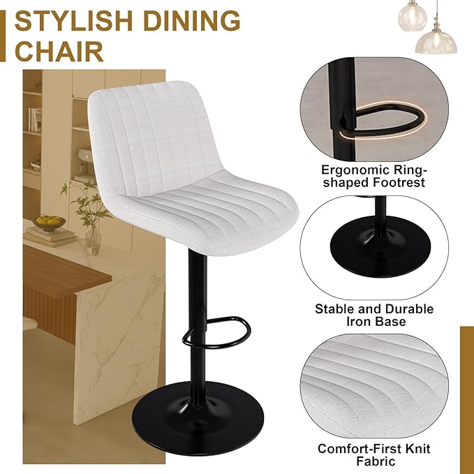 63" Modern Kitchen Island Set with 2 Beige Stools Walnut+Black MDF Led Lighting & Grill Design Durable for Dining Room, Open Concept Spaces