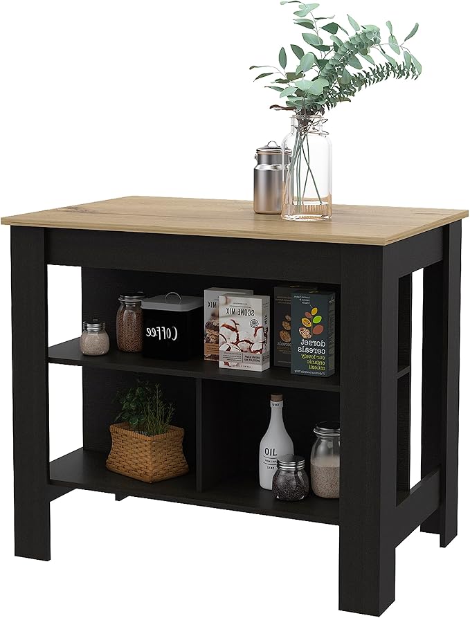GOWE 3-Shelf Kitchen Island Wenge and Light Oak