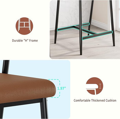 GarveeHome Counter Height Bar Stools Set of 6 with Armrests, 26" Upholstered 6pcs Tall Bar Stools Set, Long Backrest & Extra Thick Cushion, Modern High Barstools for Kitchen Island, Pub, Coffee Brown
