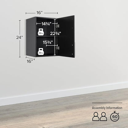 Prepac Elite 16" Stackable Wall Cabinet in Black