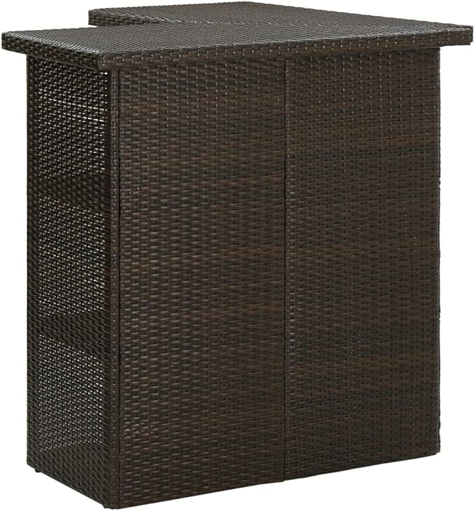 Corner Bar Table 19.7x39.4x41.3 in Brown Poly Rattan Steel Frame Bar Height Dining Table Indoor Outdoor Modern Small Dining Room Folding Patio Bistro