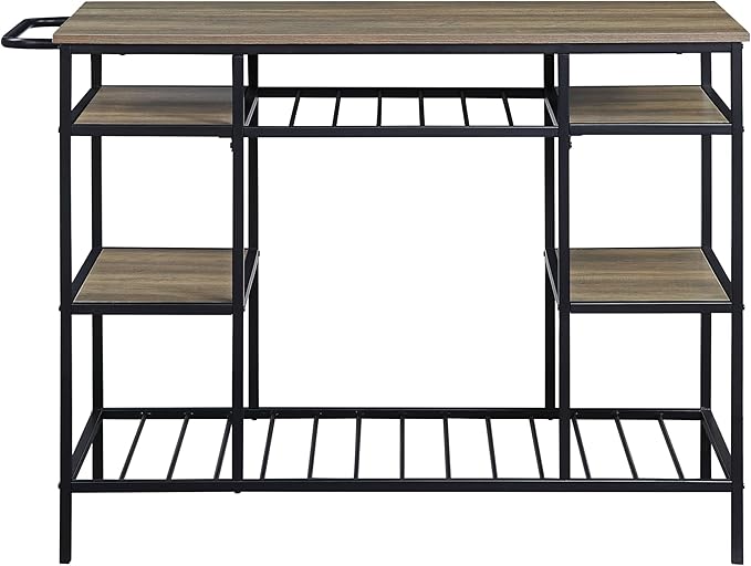 GOWE Lona Rustic Oak & Black Finish Kitchen Island