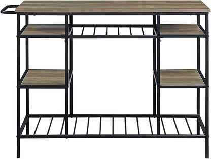 GOWE Lona Rustic Oak & Black Finish Kitchen Island