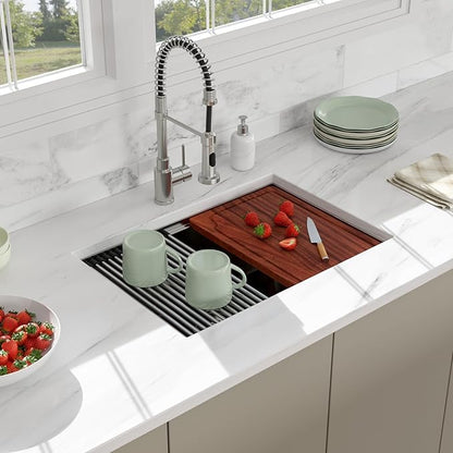 27 Undermount Kitchen Sink - Beslend 27x19 Undermount Workstation Kichen Sinks Stainless Steel Single Bowl Ledge Under Counter Sinks16 Gauge 10 Inch Deep Kitchen Stages Basin 27"x19"x10"