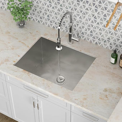 Kichae 12" Deep Laundry Sink Undermount - 24 Inch Undermount Utility Sink Stainless Steel Single Bowl Under Counter Handmade Laundry Utility Room Basin