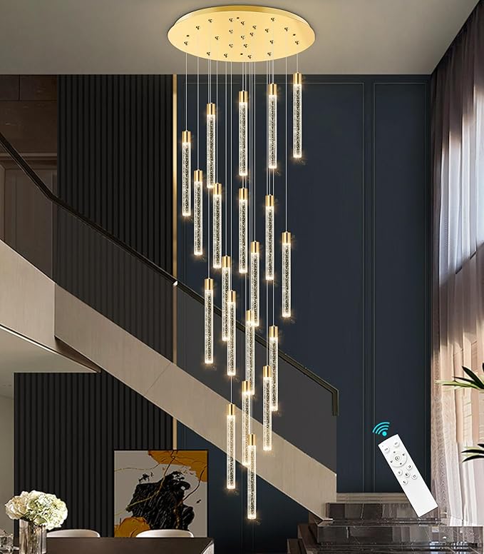20-Lights Modern Led Crystal Chandeliers Long Large Spiral Chandeliers High Ceilings chandelier for Staircase Foyer
