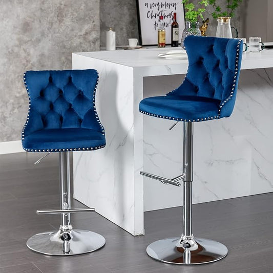 Modern Dining Chairs, Mid-Century Kitchen Table and Chairs with Sturdy Stable Base, Easy Assembly Luxury Furniture for Dining Room, Home Pub and Kitchen Island,Blue-Foam-setof2