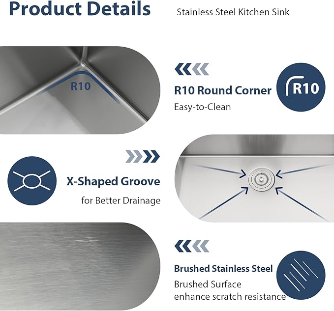 Lordear 28 Inch Undermount Double Bowl Kitchen Sink -16 Gauge Stainless Steel Workstation Sink 50/50 28x19 Double Basin Under Counter Handmade Kitchen Sinks