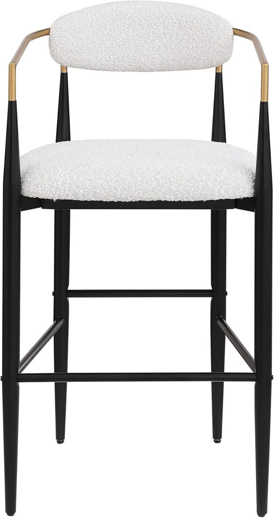 Modern Dining Chair with Iron Legs for Kitchen Island, Dining Room, Restaurant - Mid-Century Luxury Furniture Sets with Sturdy Stable Frame and Easy Assembly,Beige-Foam-setof2