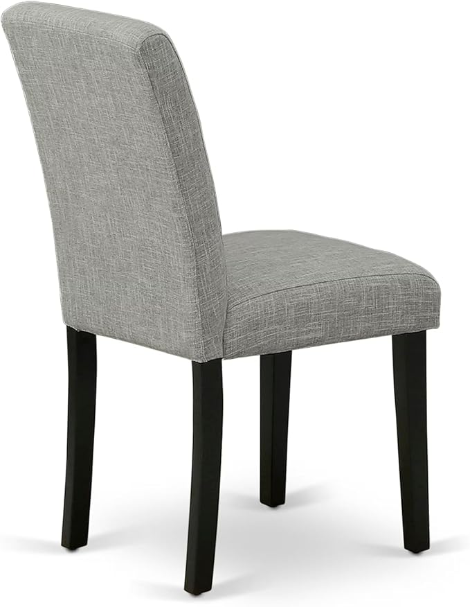 East West Furniture ABP1T06 Abbott Parson Dining Room Chairs - Shitake Linen Fabric Upholstered Chairs, Set of 2, Black