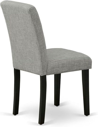 East West Furniture ABP1T06 Abbott Parson Dining Room Chairs - Shitake Linen Fabric Upholstered Chairs, Set of 2, Black