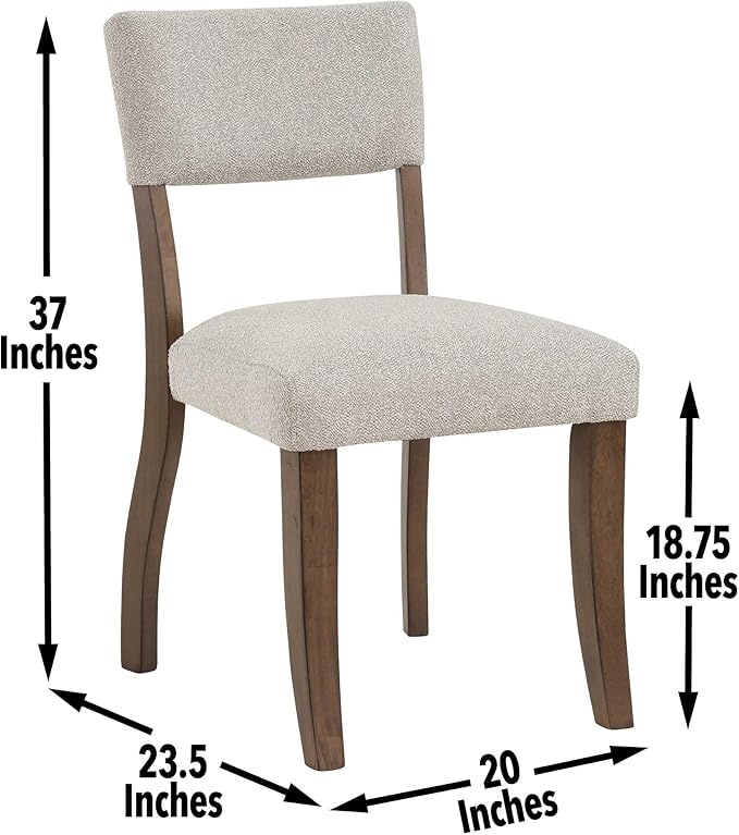 Farmhouse Dining Chairs Set of 2 - Upholstered Mid Century Armless Side Chairs with Back, Durable Polyester Fabric for Kitchen Island, Living Room, Restaurant