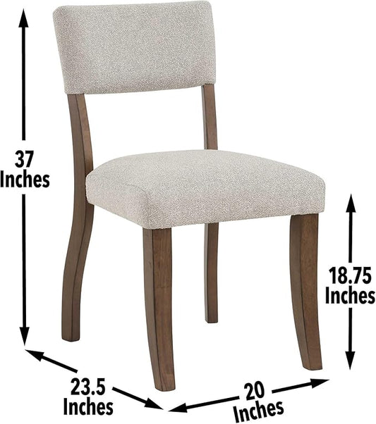 Farmhouse Dining Chairs Set of 2 - Upholstered Mid Century Armless Side Chairs with Back, Durable Polyester Fabric for Kitchen Island, Living Room, Restaurant