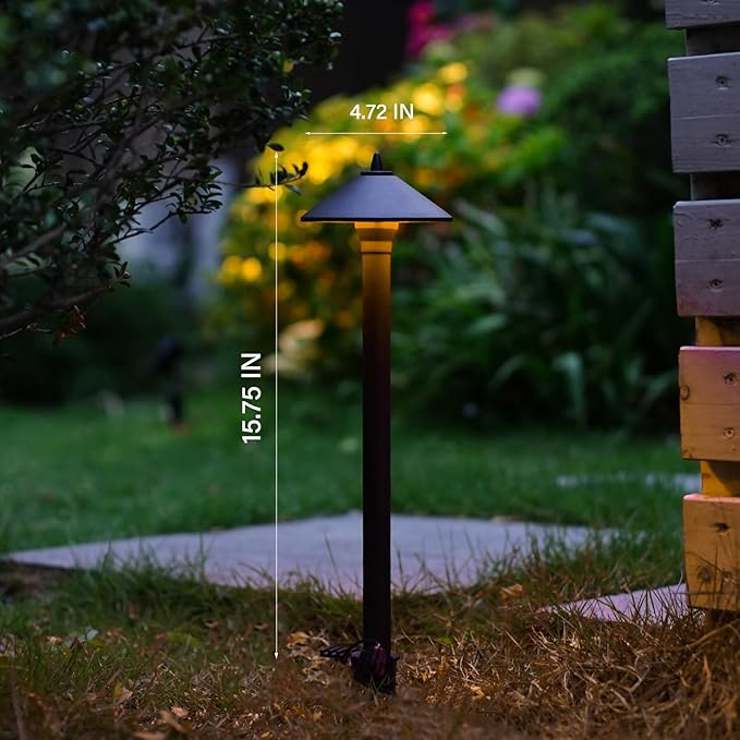 GOODSMANN Landscape Lighting RGBW 6PK Low Voltage Path Lights with Color Changing 2W 12V AC Landscape Lights 2900K with Cable Connectors