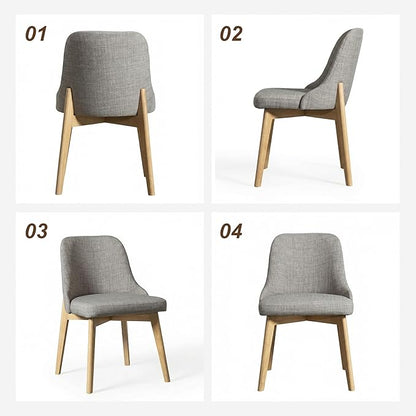 Casaphoria Set of 2 Upholstered Dining Chairs, Light Grey Fabric Kitchen Chairs with Oak Wood Legs, Modern Accent Chairs for Dining Room, Living Room or Kitchen