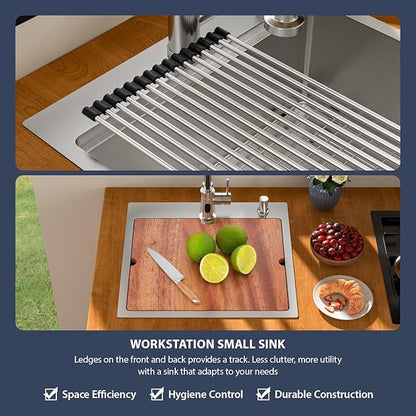 21 Outdoor Kitchen Sink - Beslend 21x20 Outdoor Sink Bar Sink RV Sinks Drop In, Topmount Stainless Steel Kitchen Sinks Wet Bar Sinks Workstation 16 Gauge Single Bowl Above Counter Indoor Outdoor